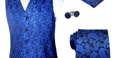 Alizeal Mens Classic 5 Pcs Paisley Jacquard Suit Vest Set Alizeal Mens Classic 5 Pcs Paisley Jacquard Suit Vest Set