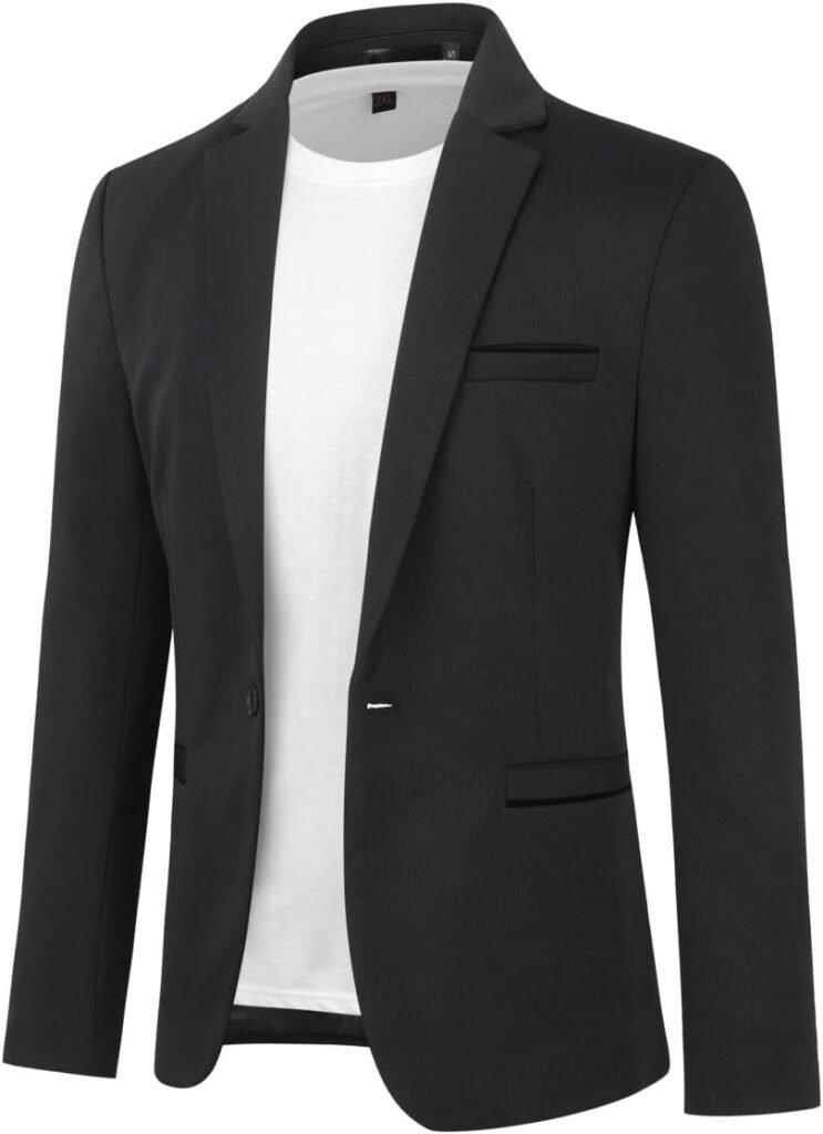 Allthemen Mens One Button Blazer Casual Slim Fit Blazer Jacket Lightweight Suit Jackets