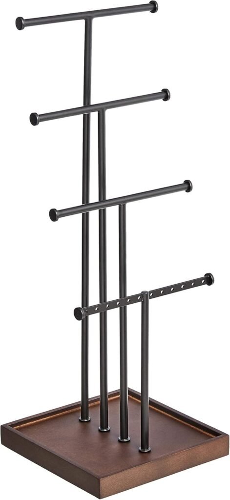 Amazon Basics Four-Tiered Jewellery Tree Stand – Walnut/Black Amazon Basics Four-Tiered Jewellery Tree Stand – Walnut/Black