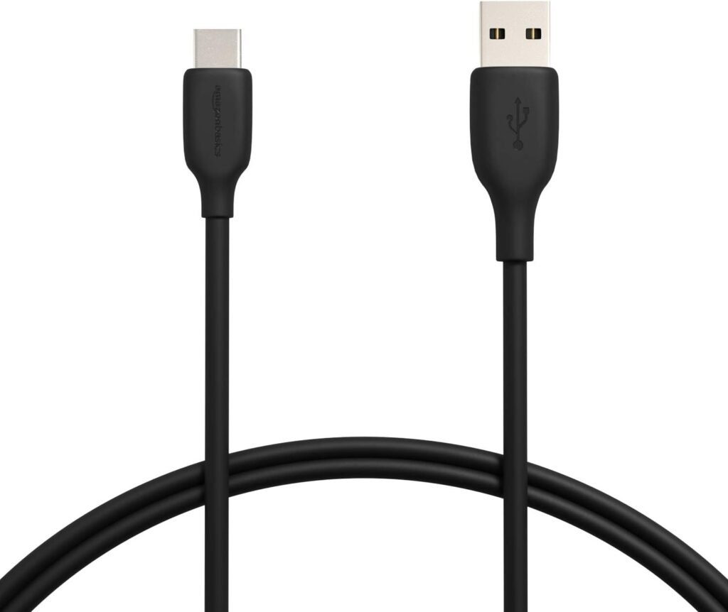 Amazon Basics USB-C to USB-A 2.0 Fast Charger Cable, 480Mbps Speed, USB-IF Certified, for Apple iPhone 15, iPad, Samsung Galaxy, Tablets, Laptops, 0.91 m, Black