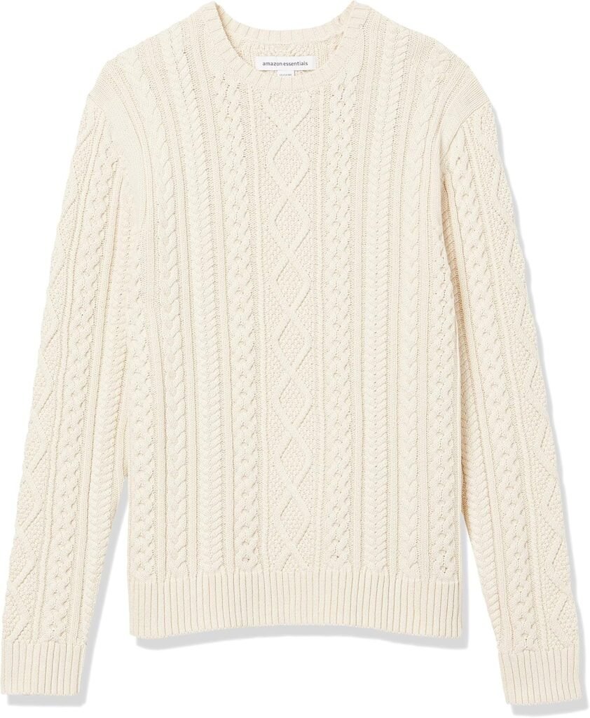 Amazon Essentials Men’s Long-Sleeve 100% Cotton Fisherman Cable Crewneck Jumper Amazon Essentials Men’s Long-Sleeve 100% Cotton Fisherman Cable Crewneck Jumper