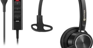 Arama USB Headset with Microphone for PC Laptop, Mono Wired Computer Headphone with Noise Cancelling Mic & In-line Control for Business Home Office Call Center Online Class Skype Zoom Arama USB Headset with Microphone for PC Laptop, Mono Wired Computer Headphone with Noise Cancelling Mic & In-line Control for Business Home Office Call Center Online Class Skype Zoom