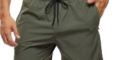 Arcweg Men’s Swim Trunks Mens Board Shorts with Zipper Pockets Surfing Stretchy Beach Shorts Breathable Mesh Lining Quick Dry Arcweg Men’s Swim Trunks Mens Board Shorts with Zipper Pockets Surfing Stretchy Beach Shorts Breathable Mesh Lining Quick Dry