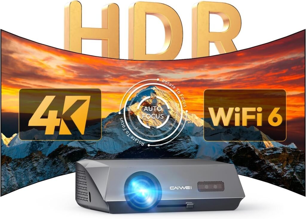 Auto Focus Projector 4K with WiFi6 and Bluetooth, HDR10+ 1500 ANSI Ultra Bright Daylight Movie Projector, 2+32G Android TV Home Theater NFC Smart Projector for Gaming Movie Business