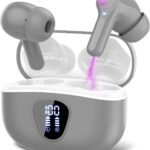 BESNOOW Wireless Earbuds, Bluetooth 5.3 Headphones with 4 ENC Noise Cancelling Mic, Bluetooth Earbuds 40H Playtime, Wireless Headphones in ear Earphones Bass Stereo, LED Display, IP7 Waterproof, Grey