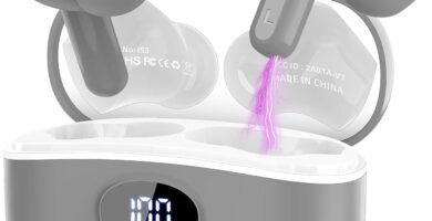 BESNOOW Wireless Earbuds, Bluetooth 5.3 Headphones with 4 ENC Noise Cancelling Mic, Bluetooth Earbuds 40H Playtime, Wireless Headphones in ear Earphones Bass Stereo, LED Display, IP7 Waterproof, Grey BESNOOW Wireless Earbuds, Bluetooth 5.3 Headphones with 4 ENC Noise Cancelling Mic, Bluetooth Earbuds 40H Playtime, Wireless Headphones in ear Earphones Bass Stereo, LED Display, IP7 Waterproof, Grey
