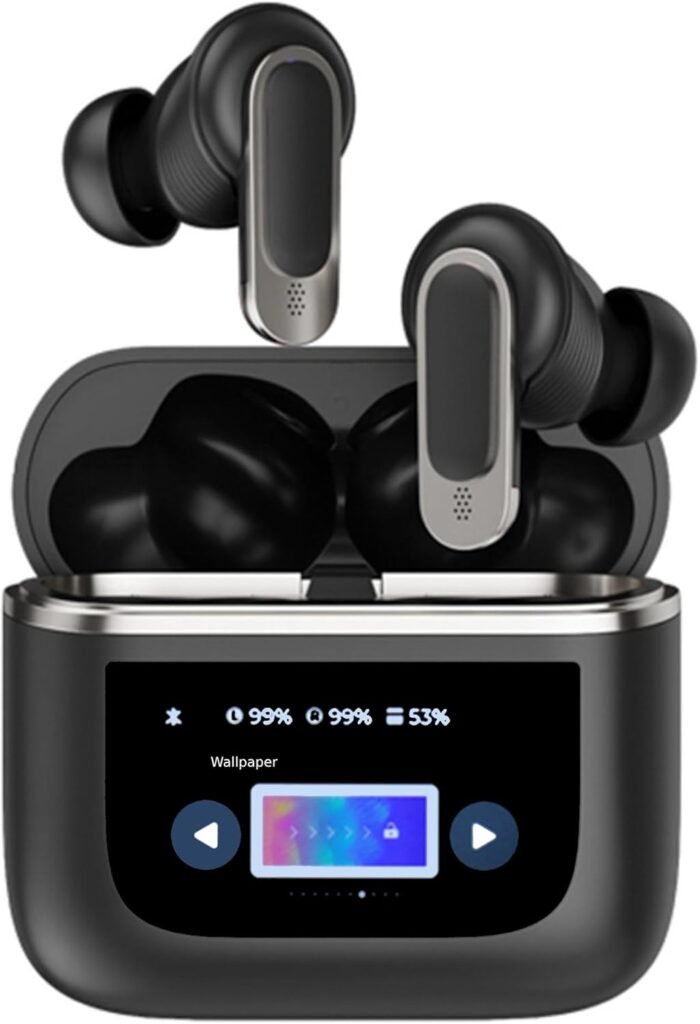 BLUEBUDS 48H wireless earbuds bluetooth V8 with Touch Screen | Bluetooth 5.4 In-Ear Headphones | ANC/ENC Noise Cancelling Mic | HiFi Stereo, IPX7 Waterproof Ear phones