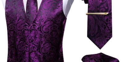 Barry.Wang Formal Mens Vest Set Paisley Tie Handkerchief Cufflink Clip Suit Waistcoat Designer 5PCS Barry.Wang Formal Mens Vest Set Paisley Tie Handkerchief Cufflink Clip Suit Waistcoat Designer 5PCS