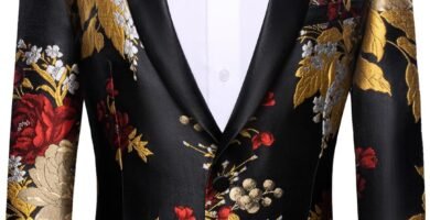 Barry.Wang Men’s Suit Paisley Embroidery Casual Blazer Jacket Single-Breasted Wedding Business Coat Barry.Wang Men’s Suit Paisley Embroidery Casual Blazer Jacket Single-Breasted Wedding Business Coat