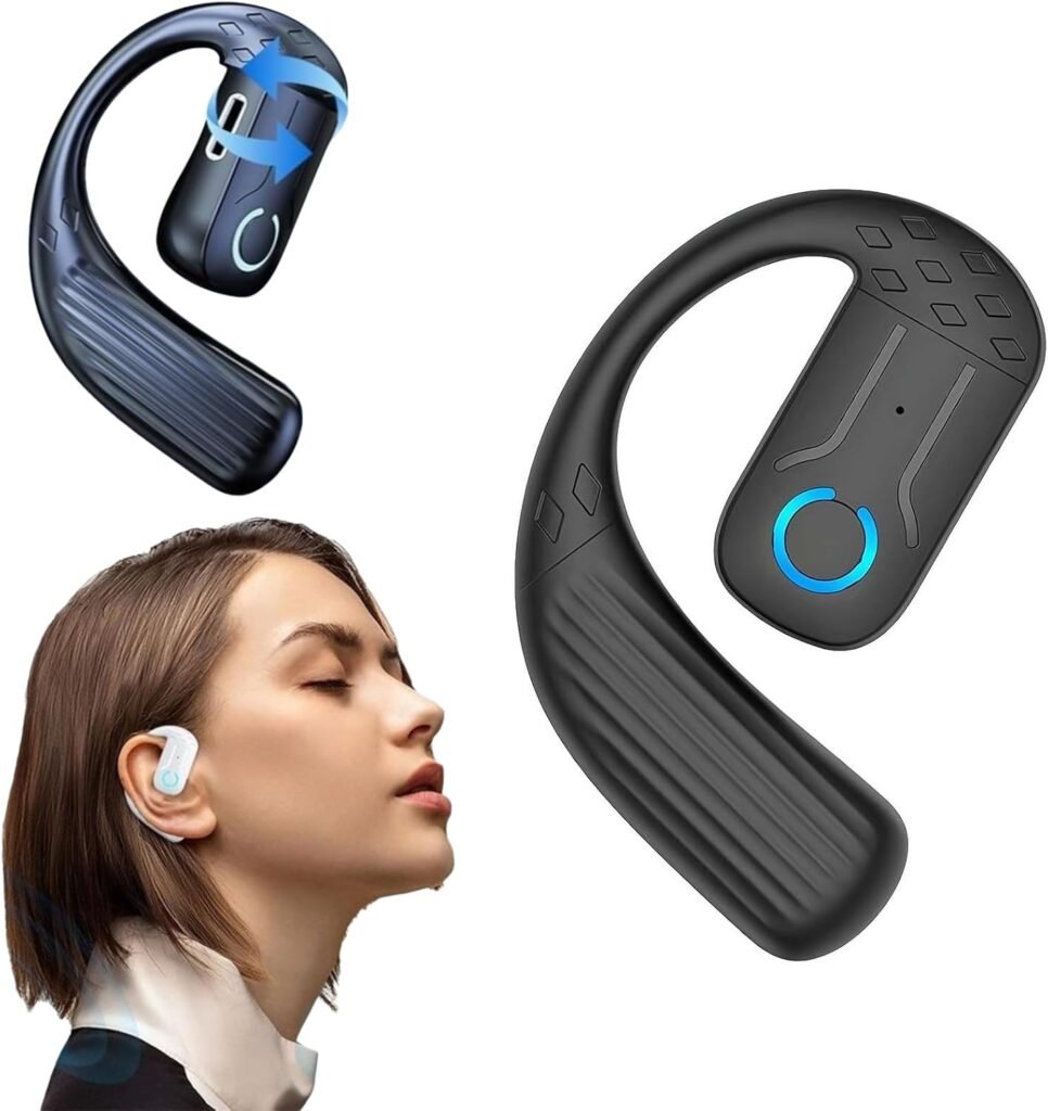 Bluetooth Headset Single Ear Business Earbuds,Wireless Bluetooth Headset with Mic,180° Rotation Driving Headset Hand-Free Headphones,BT 5.4 Bluetooth Earpiece,Simultaneously Connect 2 Phones