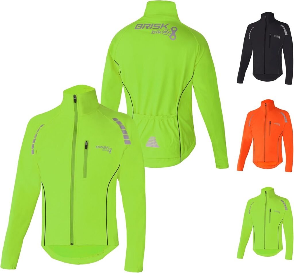 Brisk Bike Men’s Cycling Jackets Water Resistant Softshell Thermal Cycling Jackets Winter Waterproof Windproof Hi Vis cycling jacket Breathable & Lightweight men women cycling jacket