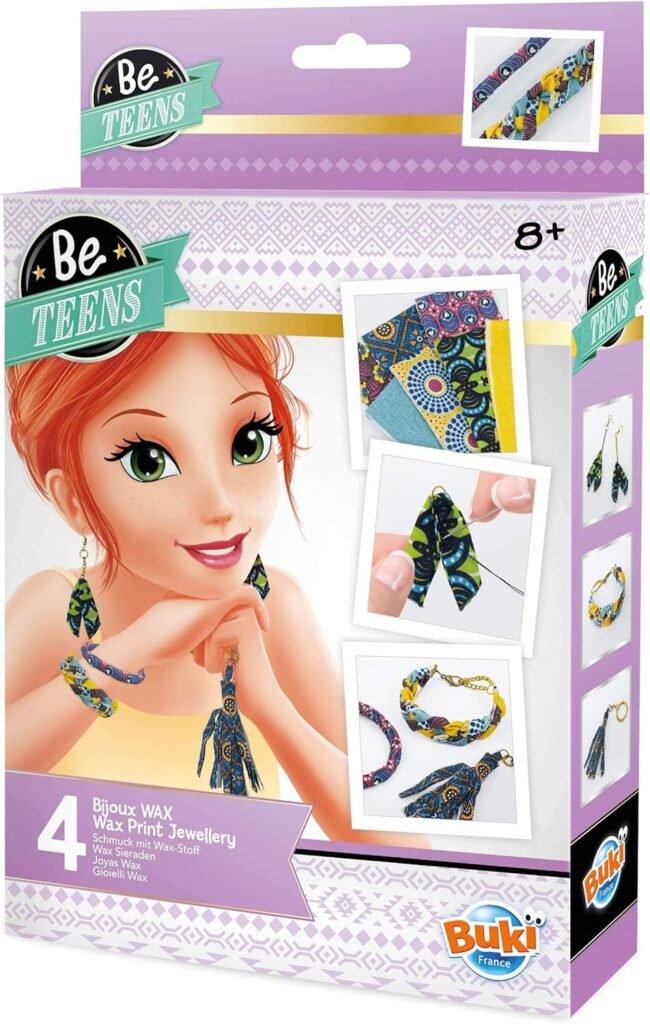 Buki France Be Teens Wax Print Jewellery Making Gift Set. Jewellery Making Kit. Customise Bracelets & Earrings with Accessories & Instructions. Arts & Crafts for Kids. Suitable for Boys & Girls 8+