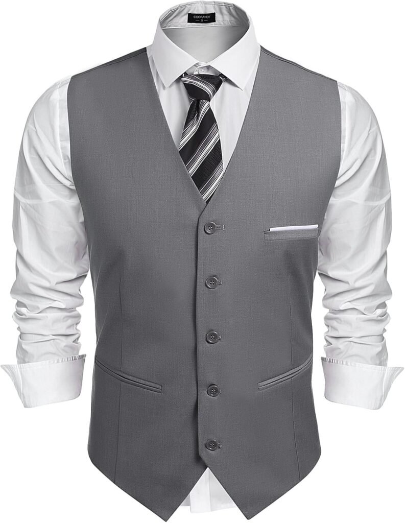 COOFANDY Men’s V-Neck Suit Vests Fashion Formal Slim Fit Business Dress Vest Waistcoat COOFANDY Men’s V-Neck Suit Vests Fashion Formal Slim Fit Business Dress Vest Waistcoat