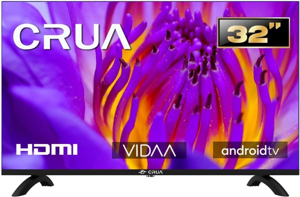 CRUA 32 Inch Smart TV 2024 – Android TV with HD Display, Built-in Netflix/YouTube/Prime Video, Wi-Fi, HDMI/USB, Energy Efficient, Perfect for Living Room or Bedroom CRUA 32 Inch Smart TV 2024 – Android TV with HD Display, Built-in Netflix/YouTube/Prime Video, Wi-Fi, HDMI/USB, Energy Efficient, Perfect for Living Room or Bedroom