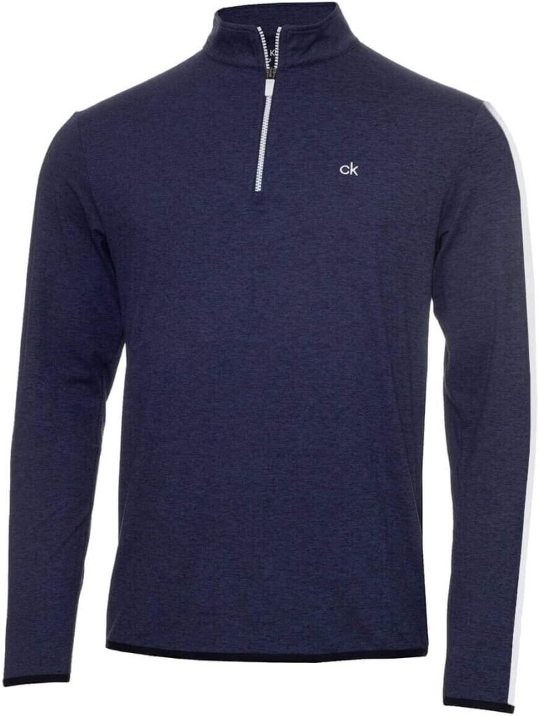 Calvin Klein Mens 2024 Striped Sleeves Newport 1/4 Zip Sweater Calvin Klein Mens 2024 Striped Sleeves Newport 1/4 Zip Sweater