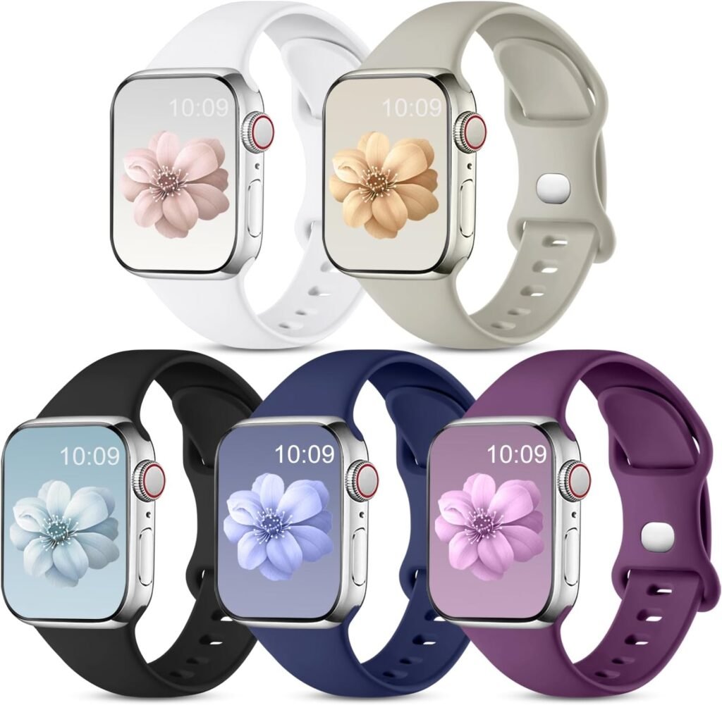 CeMiKa 5 Pack Straps Compatible for Apple Watch Strap 40mm 38mm 41mm 42mm 44mm 45mm 46mm 49mm, Soft Silicone Sport Strap for iWatch Strap Series 10 9 8 7 6 5 4 3 SE, Women Men, 38mm/40mm/41mm-S/M CeMiKa 5 Pack Straps Compatible for Apple Watch Strap 40mm 38mm 41mm 42mm 44mm 45mm 46mm 49mm, Soft Silicone Sport Strap for iWatch Strap Series 10 9 8 7 6 5 4 3 SE, Women Men, 38mm/40mm/41mm-S/M