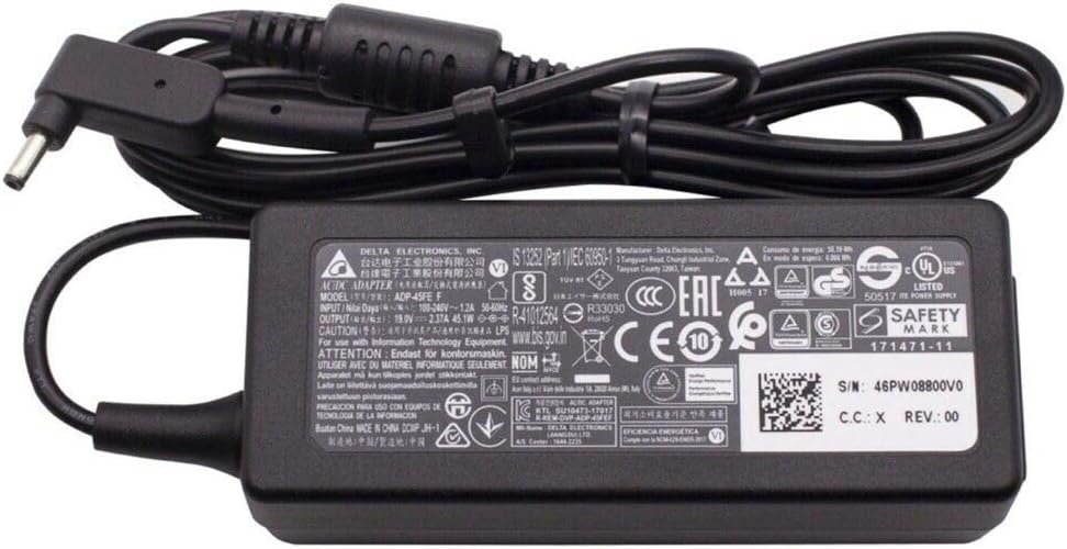 Chicony 19V 2.37A 45W Laptop Charger for Acer Notebook Computer PC Power Cord Supply Lead AC Adapter Swift Chromebook Aspire Spin Travelmate Series Pin Connector 3.0 x 1.1mm