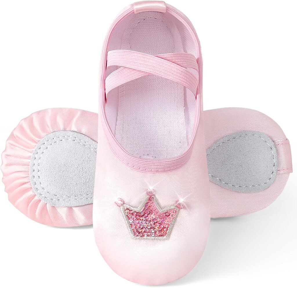 Comfyouth Ballet Shoes for Girls Satin Dance Shoes with Shiny Crown Split Sole Ballerina Slippers No Tie Ballet Dance Flats for Childrens Kids Toddler Comfyouth Ballet Shoes for Girls Satin Dance Shoes with Shiny Crown Split Sole Ballerina Slippers No Tie Ballet Dance Flats for Childrens Kids Toddler