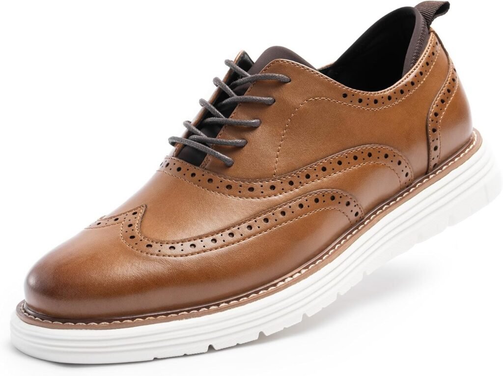 Cusolemore Dress Shoes for Men, Sporty Oxfords Dress Sneakers, Comfortable Brogue Formal Business Walking Shoes, Non Slip Rubber EVA Outsole