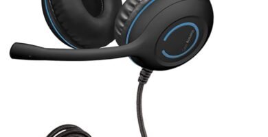 Cyber Acoustics 3.5mm Stereo Headset (AC-5002) with Noise-Canceling Microphone for PCs, Tablets, and Cell Phones in The Classroom or Home Cyber Acoustics 3.5mm Stereo Headset (AC-5002) with Noise-Canceling Microphone for PCs, Tablets, and Cell Phones in The Classroom or Home