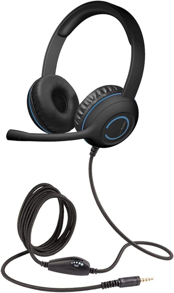 Cyber Acoustics 3.5mm Stereo Headset (AC-5002) with Noise-Canceling Microphone for PCs, Tablets, and Cell Phones in The Classroom or Home Cyber Acoustics 3.5mm Stereo Headset (AC-5002) with Noise-Canceling Microphone for PCs, Tablets, and Cell Phones in The Classroom or Home