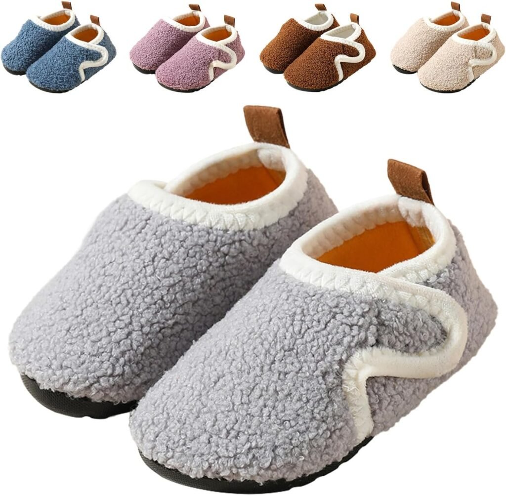 DRECAGE Toddler Slippers Kids Winter Plush Warm Non Slip Sole Indoor Socks House Shoes for Boys Girls DRECAGE Toddler Slippers Kids Winter Plush Warm Non Slip Sole Indoor Socks House Shoes for Boys Girls