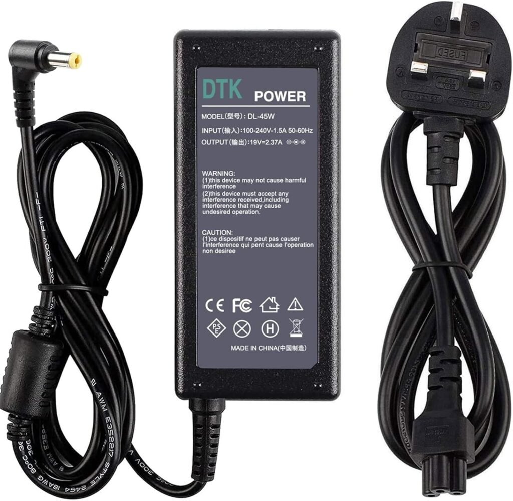 DTK 19V 2.37A 45W Laptop Charger for Acer Notebook Computer PC Power Cord Supply Lead AC Adapter Aspire ES V E TravelMate Connector: 5.5 x 1.7mm
