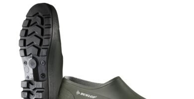 DUNLOP Bicolour – Unisex Safety Clog Easy Slip-on Short Protective Shoes, Dark Green, CE Rated Waterproof and Chemical Resistant PVC Work Wellies for Outdoor, Gardening and Farm Work – EU43, UK9
