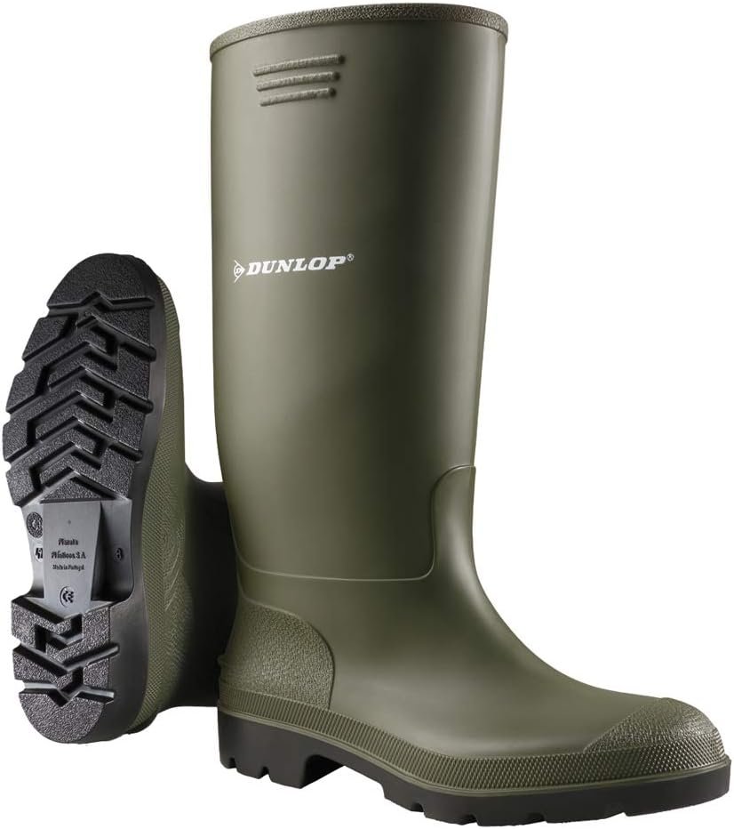 DUNLOP Pricemastor – Unisex Knee High Wellington Rain Boots, CE Certified Waterproof and Chemical Resistant PVC Wellies with Oil Resistant Outsole for Outdoor and Gardening