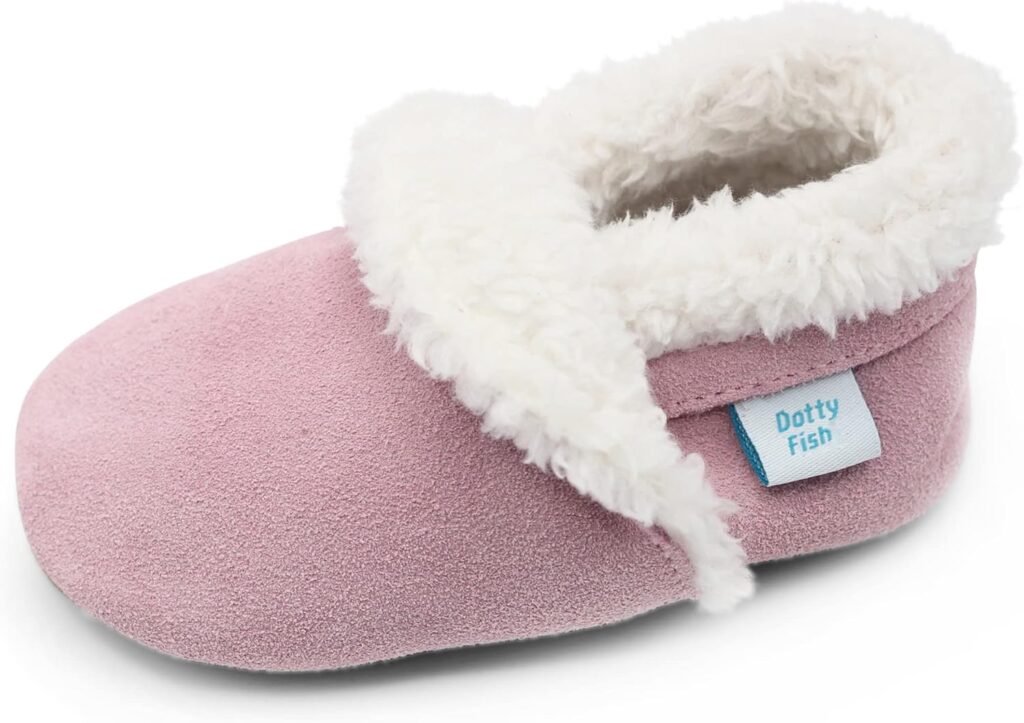 Dotty Fish Baby & Toddler Soft Suede Slippers – Non-Slip, Warm Fleece-Lined Shoes – Barefoot Feel – Sizes 0-6 Months to 5-6 Years – Boys & Girls Dotty Fish Baby & Toddler Soft Suede Slippers – Non-Slip, Warm Fleece-Lined Shoes – Barefoot Feel – Sizes 0-6 Months to 5-6 Years – Boys & Girls