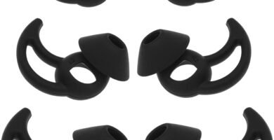 EMSea 3 Pairs Earbuds Cover Silicone Earhooks Ear Loops In-Ear Earbuds Tips with Wings Compatible with Bo-se QuietComfort and Sport Earphones S M L Black
