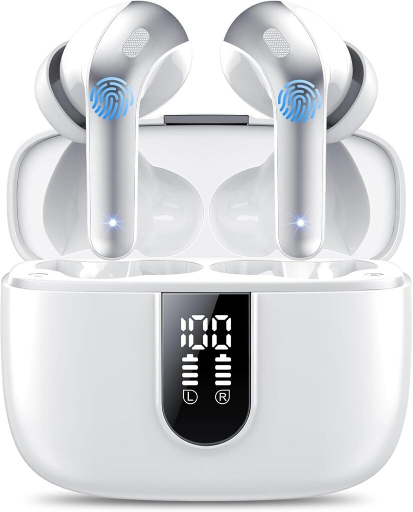 Ear Buds Wireless Earbuds, 50Hrs Playtime Bluetooth Earphones, Bluetooth Headphones 5.3, In Ear with 4 ENC Call Noise Cancelling Mics, Bass Boost 85%, Mini Earbuds IPX7 Waterproof, USB-C(White) Ear Buds Wireless Earbuds, 50Hrs Playtime Bluetooth Earphones, Bluetooth Headphones 5.3, In Ear with 4 ENC Call Noise Cancelling Mics, Bass Boost 85%, Mini Earbuds IPX7 Waterproof, USB-C(White)