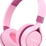 EarFun Kids Headphones, Foldable On-ear Headphones for Kids, 85dB Volume Limiter, Sturdy Design, Stereo Sound, Super Light, Adjustable Headband, Wired Children Headphone for School/Travel/Phone, Pink