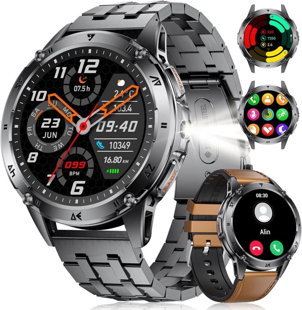 FOXBOX Military Smart Watch for Men 1.43’’ AMOLED 530mAh 5ATM Waterproof 100+ Sports Modes Bluetooth Call Health Monitoring Step Calorie Heart Rate Blood Pressure Sleep for Android iOS Obsidian Black FOXBOX Military Smart Watch for Men 1.43’’ AMOLED 530mAh 5ATM Waterproof 100+ Sports Modes Bluetooth Call Health Monitoring Step Calorie Heart Rate Blood Pressure Sleep for Android iOS Obsidian Black