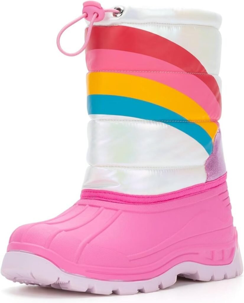 FUNCOO PLUS Toddler Warm Boots Girls Winter Snow Boots Child Rain Boot Waterproof Shoes Outdoor