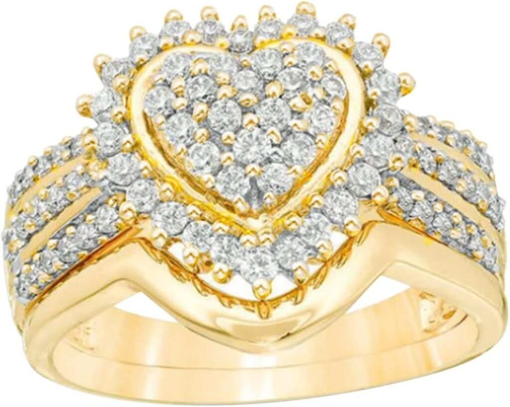 Fashion Jewelry Rings Gold Loving Heart Engagement 3A Zircon Ring Sets Jewelry For Women Rings for Teen Boys 14-16 Fashion Jewelry Rings Gold Loving Heart Engagement 3A Zircon Ring Sets Jewelry For Women Rings for Teen Boys 14-16