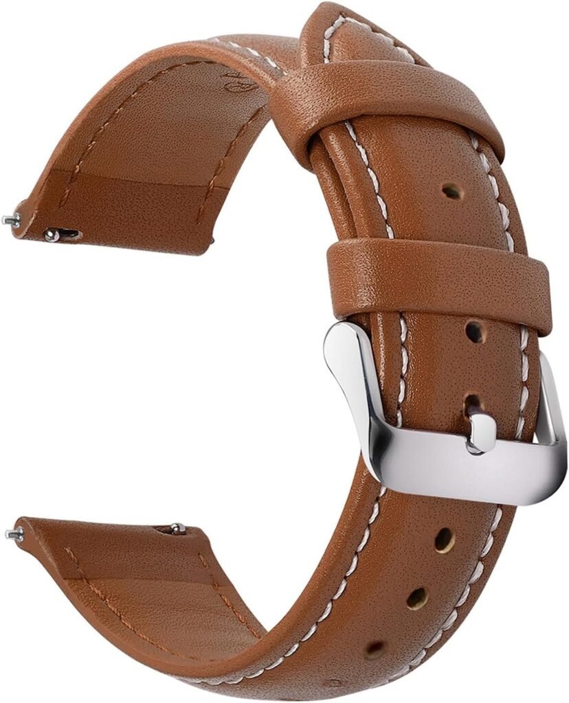 Fullmosa Watch Strap, Genuine Leather Watch Straps with Stainless Metal Clasp, Quick Release Replacement Bands, 14mm 16mm 18mm 19mm 20mm 22mm 24mm, Brown Fullmosa Watch Strap, Genuine Leather Watch Straps with Stainless Metal Clasp, Quick Release Replacement Bands, 14mm 16mm 18mm 19mm 20mm 22mm 24mm, Brown