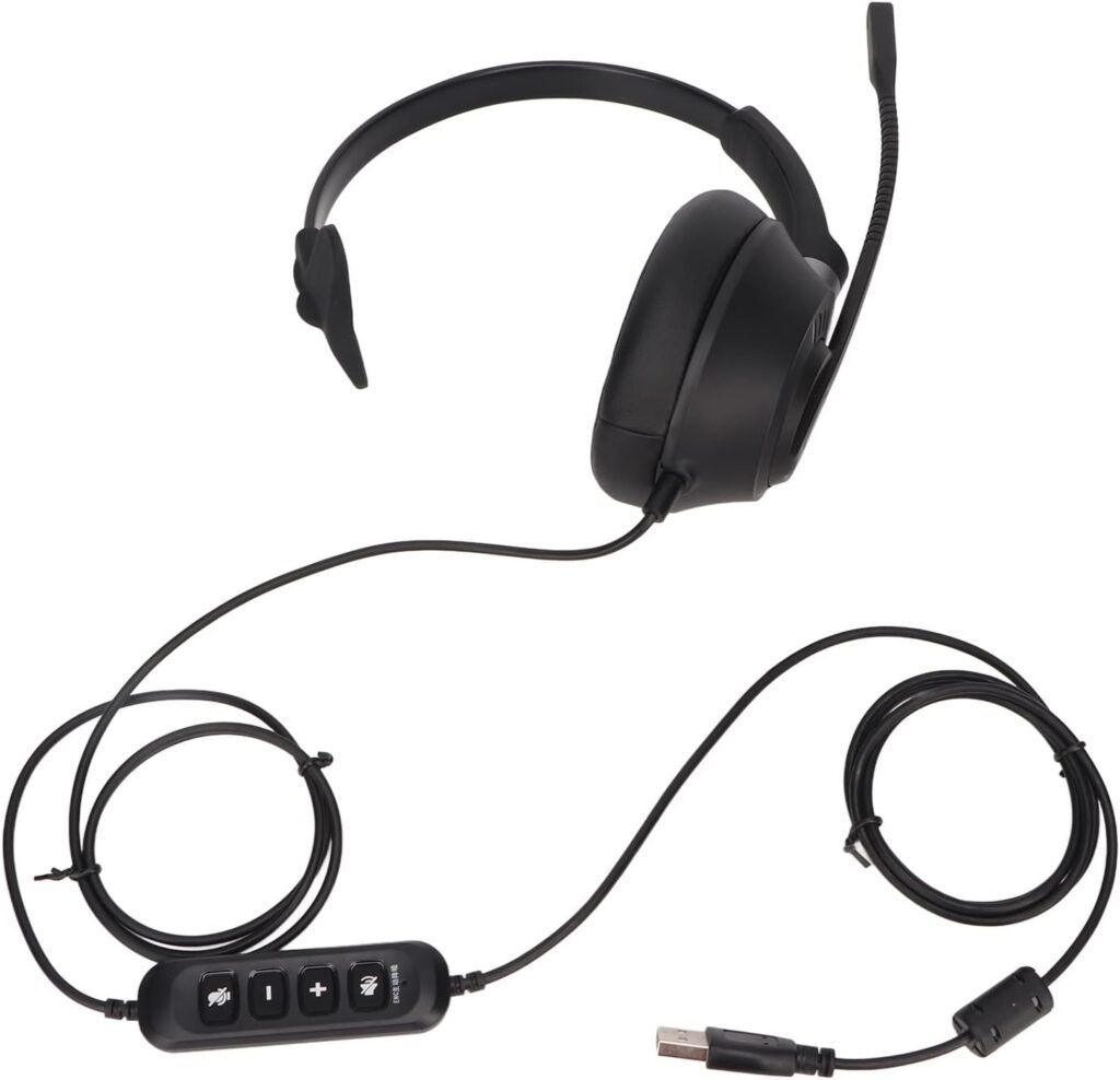 Fydun Monaural Business Headset ENC Noise Reduction Mic Mute USB Single Sided Ear Headphone for PCs with USB Ports, Professional Accessories
