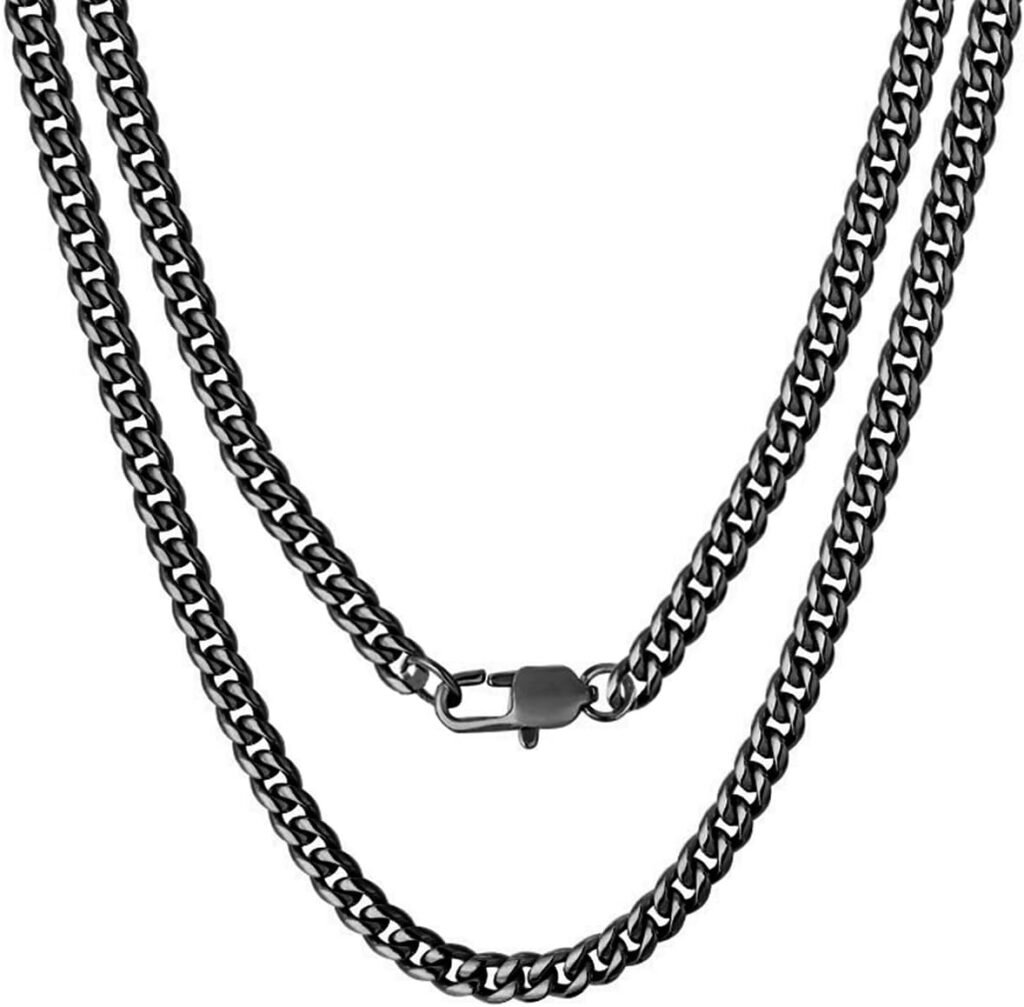 GAOHUI Cuban Link Chain Mens Chain, Silver Cuban Link Chain 316l Stainless Steel Mens Chain Necklaces Jewelry Gifts 18, 20, 22, 24, 26 Inch, Men’s Jewelry Gift-With (Send Gift Box)