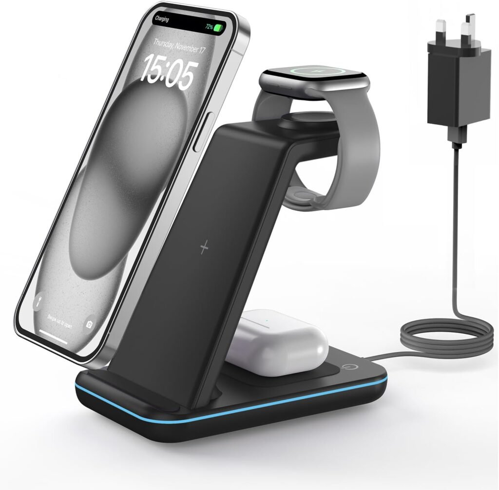 GEEKERA Wireless Charger, 3 in 1 Charging Station for iPhone 16/15/14/13/12/11/Pro Max/XS/XR/8, Charger Stand for Apple Watch 10/Ultra/9/8/7/6/5/4/3/2/SE, Docking Station for AirPods 4/Pro/3/2-Black GEEKERA Wireless Charger, 3 in 1 Charging Station for iPhone 16/15/14/13/12/11/Pro Max/XS/XR/8, Charger Stand for Apple Watch 10/Ultra/9/8/7/6/5/4/3/2/SE, Docking Station for AirPods 4/Pro/3/2-Black