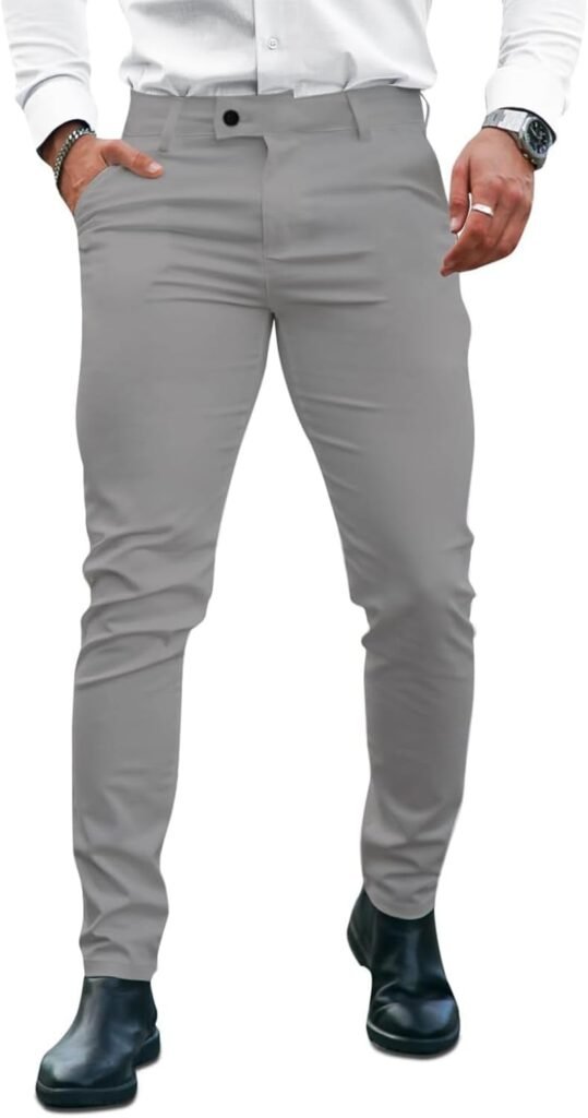 GINGTTO Men’s Classic Slim Fit Casual Pants Stretch Chino Trouser for Men Stylish Comfortable
