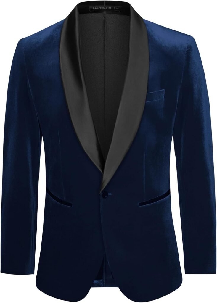 GRACE KARIN Men’s Blazers Velvet Shawl Collar One Button Slim Fit Suit Jacket for Wedding Prom Party GRACE KARIN Men’s Blazers Velvet Shawl Collar One Button Slim Fit Suit Jacket for Wedding Prom Party
