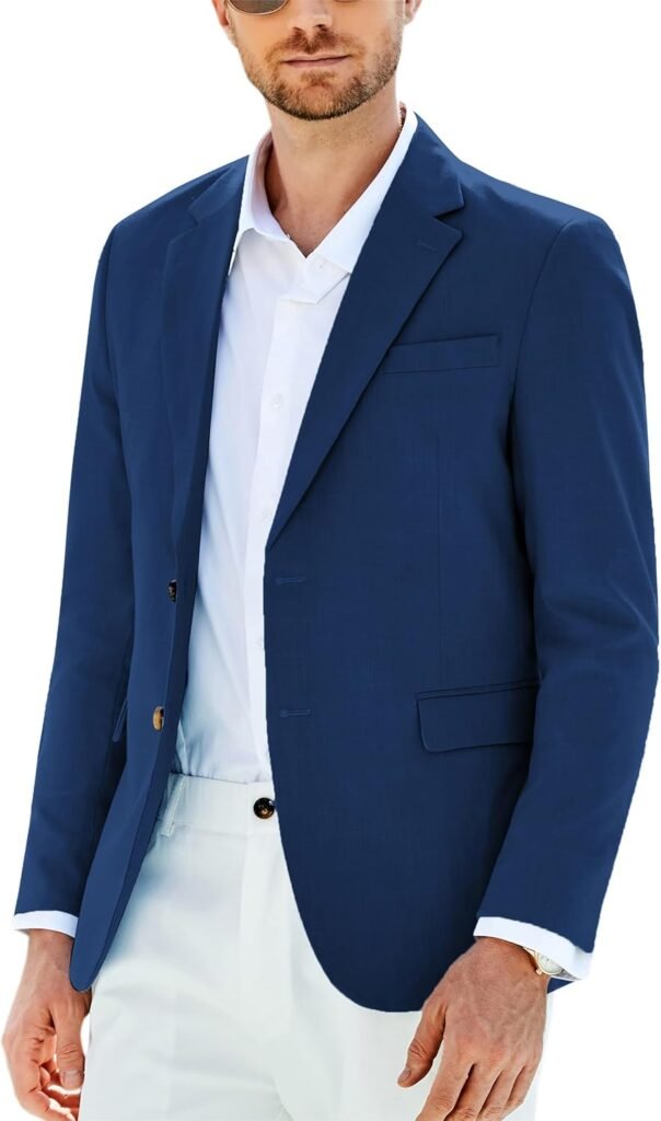 GRACE KARIN Men’s Casual Blazer 2 Buttons Business Suit Jacket Notched Lapel Sport Coat Fully Lined with Two Flap Slip Pockets