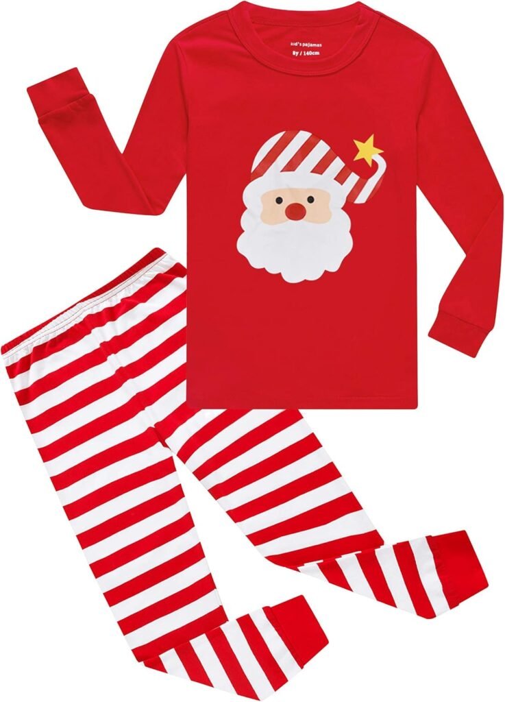 GRPSKCOS Girls Christmas Pajamas Toddler Kids Pjs Girls Boys Santa Claus Pajamas Winter Sleepwear Children Clothes 2-12 Years