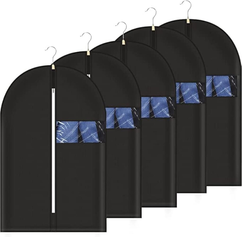Garment Bags 5 PCS, Suit Cover Dust Proof Garment Bags for Men Travel Foldable Washable Clear Lightweight Garment Bags Protector for Suit, Coat, Jacket, Dress Closet Storage 40″x24″ Garment Bags 5 PCS, Suit Cover Dust Proof Garment Bags for Men Travel Foldable Washable Clear Lightweight Garment Bags Protector for Suit, Coat, Jacket, Dress Closet Storage 40″x24″