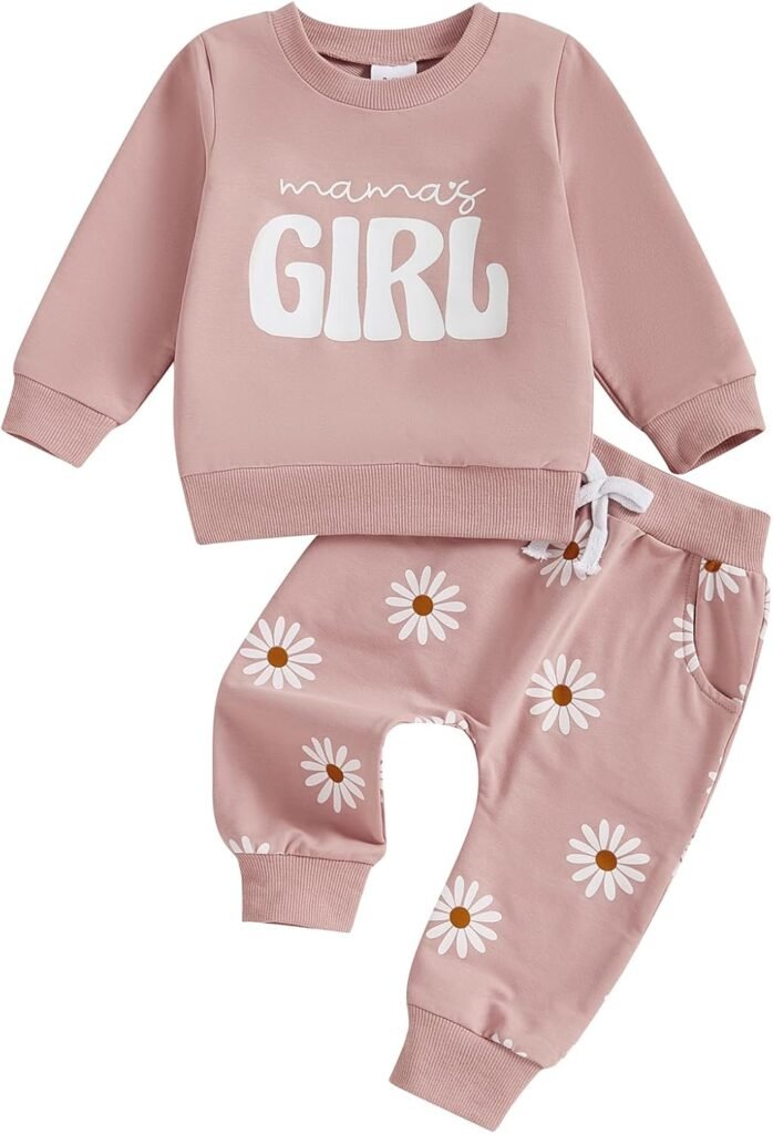 Geagodelia Mamas Girl Outfits Toddler Baby Girl Daisy Clothes Long Sleeve Sweatshirt Jumper Joggers Trouser Girls Fall Tracksuit