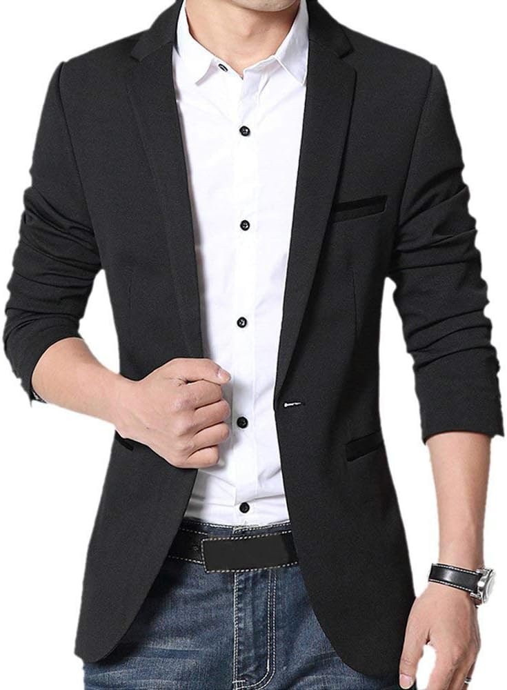 Gopune Men’s Slim Fit Casual One Button Suits Coat Solid Blazer Business Jacket Gopune Men’s Slim Fit Casual One Button Suits Coat Solid Blazer Business Jacket