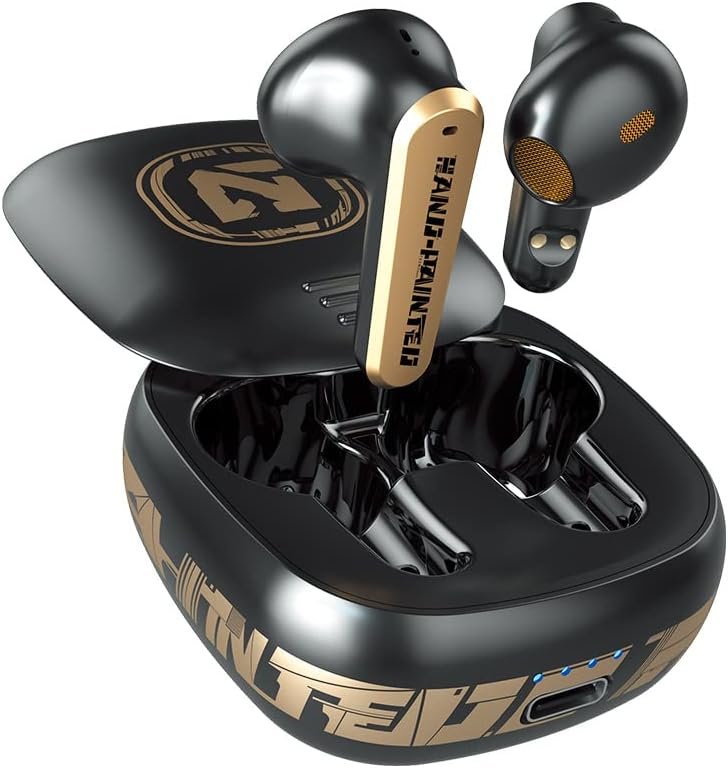 Greshare Wireless Headphones,Bluetooth 5.2 Noise Cancel 3D Stereo Audio Touch Control IPX7 in-Ear handsfree Headset for music, Charging Case,Built-in HD Dual Mics for Call.(Gold)