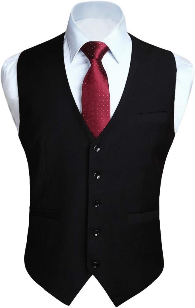 HISDERN Men’s Formal Wedding Party Waistcoat Cotton Solid Color Vest HISDERN Men’s Formal Wedding Party Waistcoat Cotton Solid Color Vest