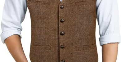 HISDERN Men’s Herringbone Tweed Waistcoats/Suit Vest for Formal & Informal Occasions Wool Fabric, V Neck, One Size, Hip Length, Brown HISDERN Men’s Herringbone Tweed Waistcoats/Suit Vest for Formal & Informal Occasions Wool Fabric, V Neck, One Size, Hip Length, Brown